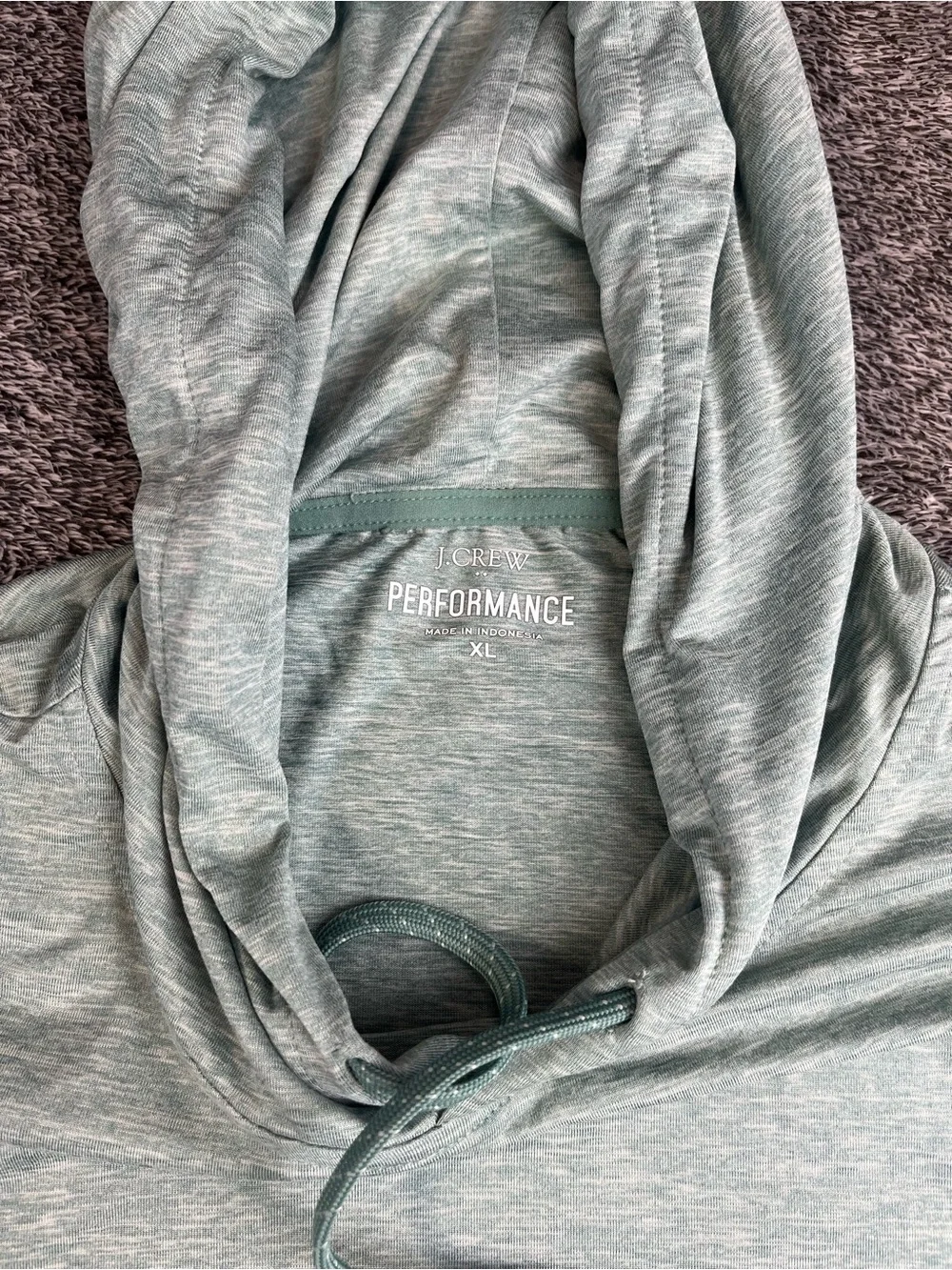 J.Crew Heathered Green Performance Hoodie XL